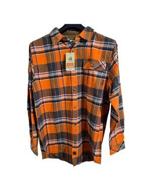 Legendary Whitetails Buck Camp Flannel‎ Shirt LT Orange Plaid NWT
